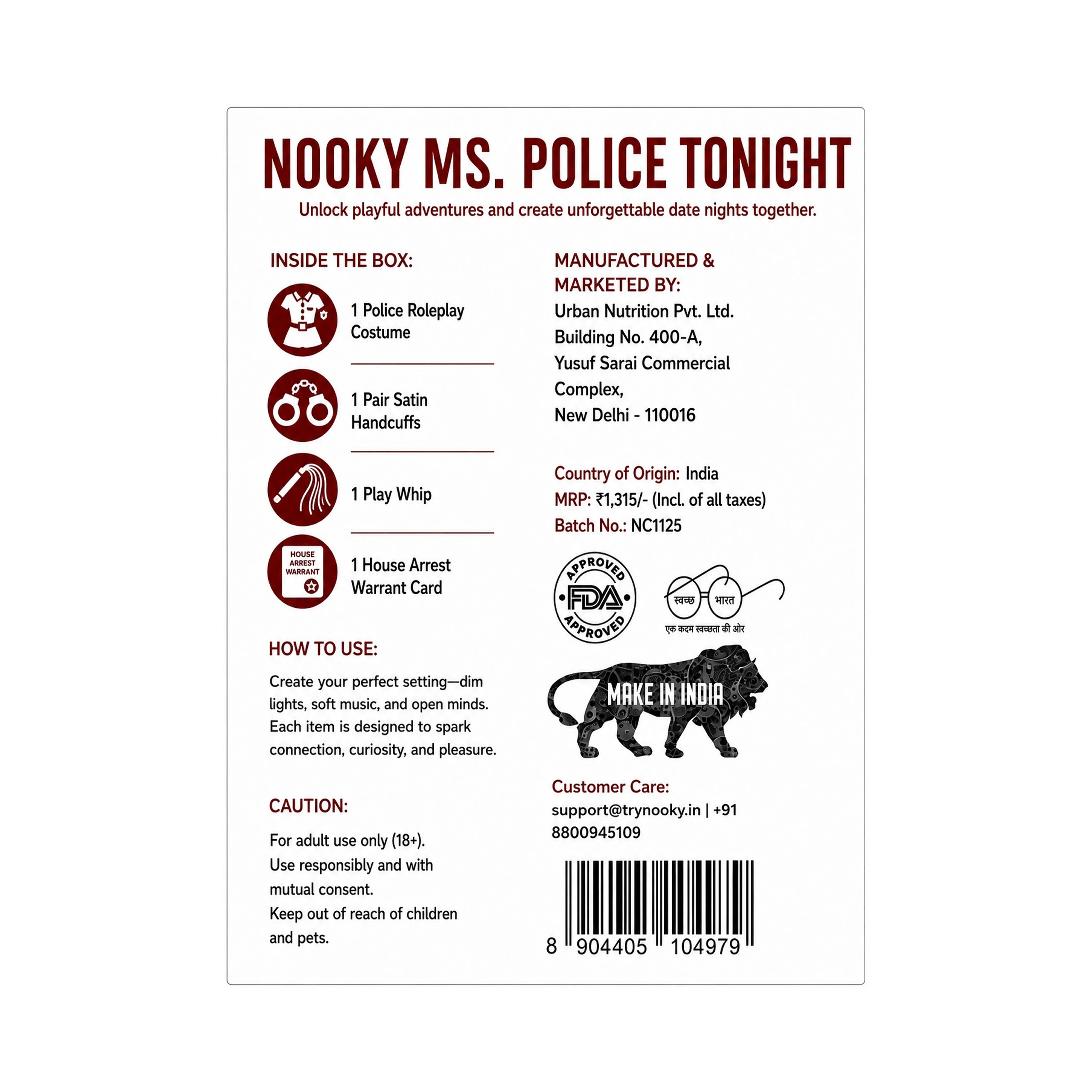 Nooky Ms. Police Tonight | 4-in-1 Date Night Gift Kit for Couples
