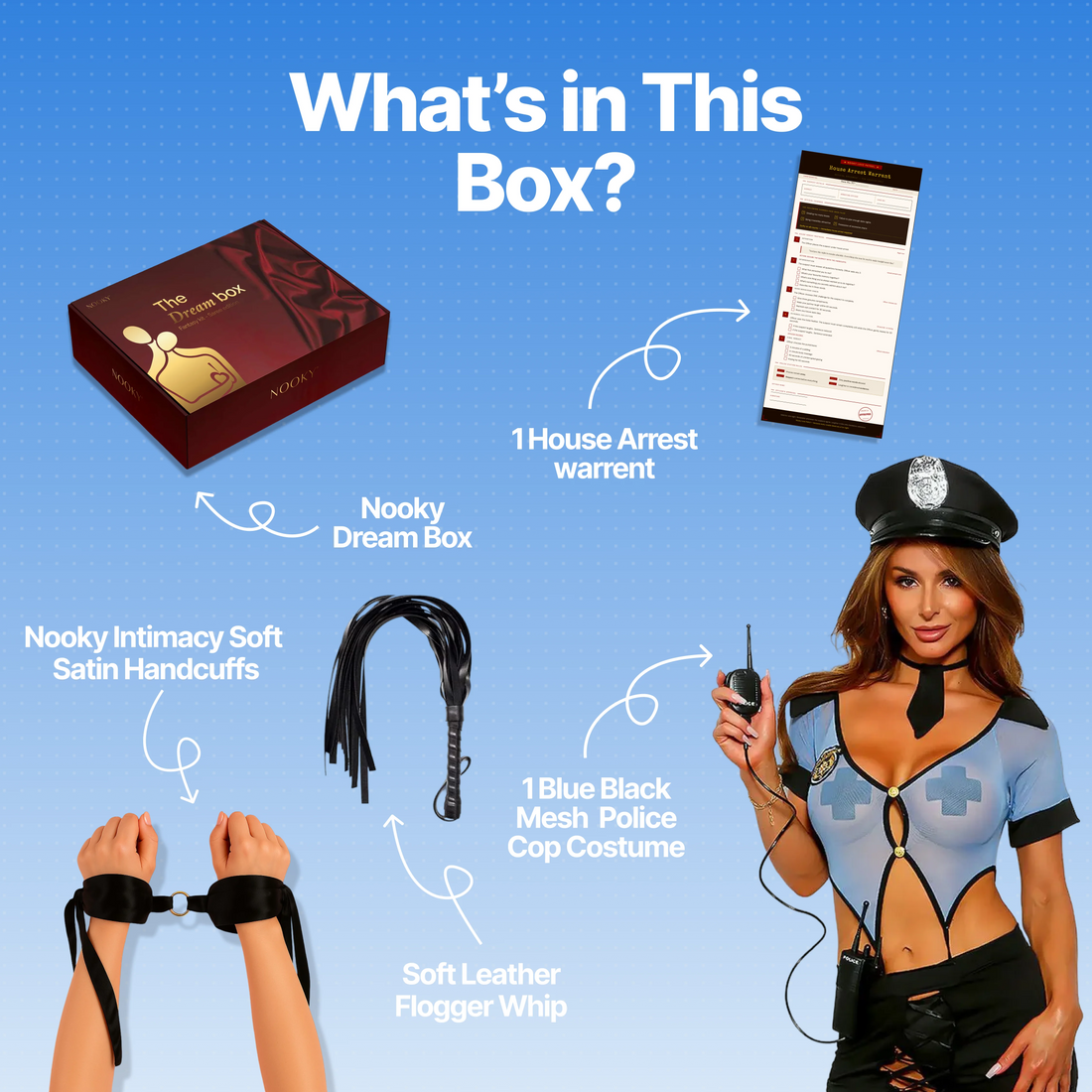 Nooky Ms. Police Tonight | 4-in-1 Date Night Gift Kit for Couples