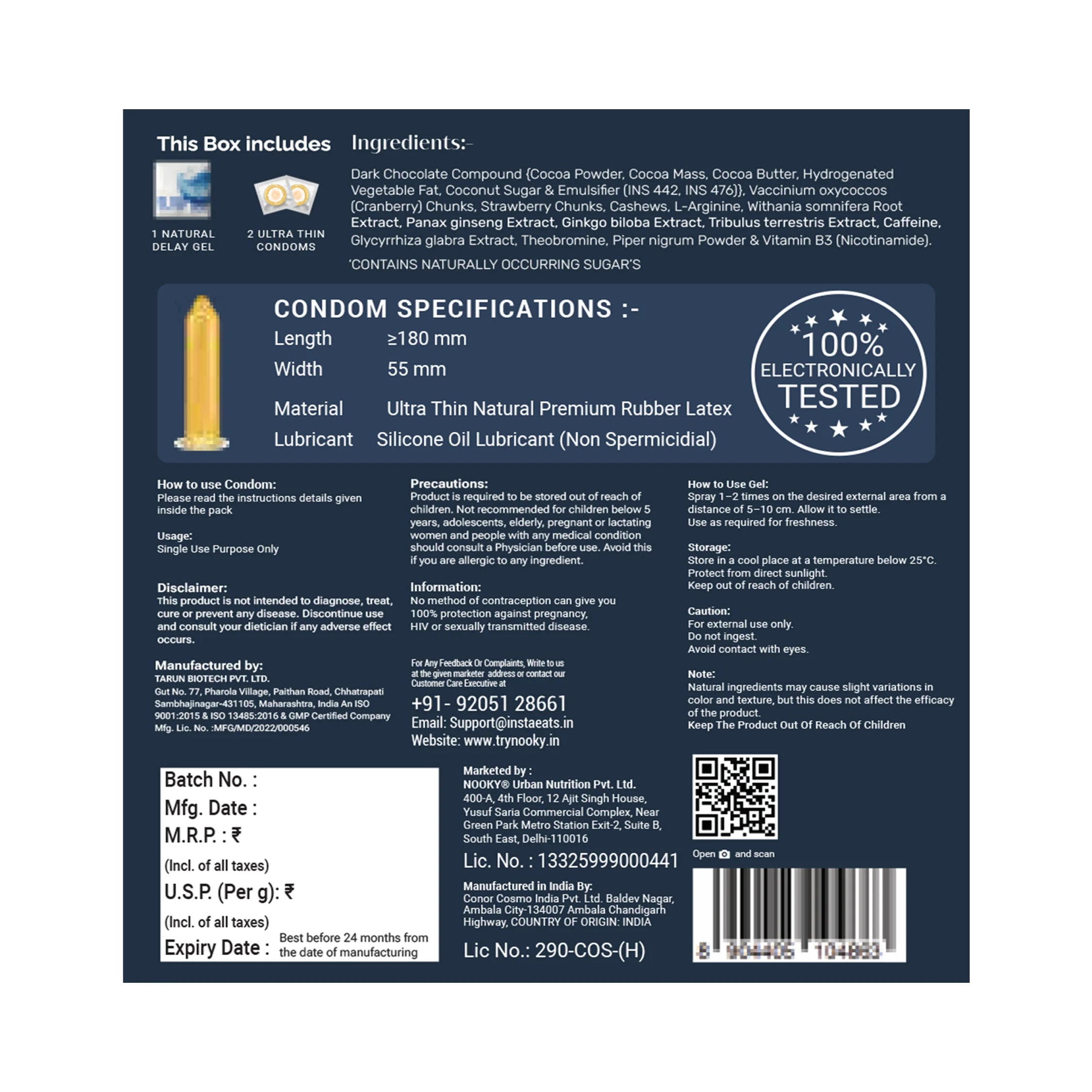 Nooky Marathon-2-In- 1 Ultra thin Condom kit | Natural Delay Gel + Condoms