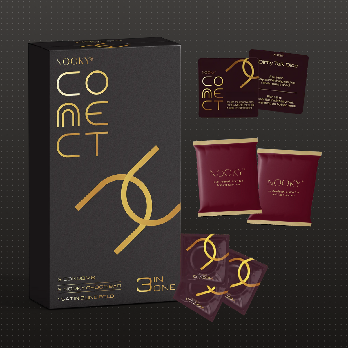 Connect Condoms Nooky Connect 3-in-1 Condom Kit | Chocolate + Cards