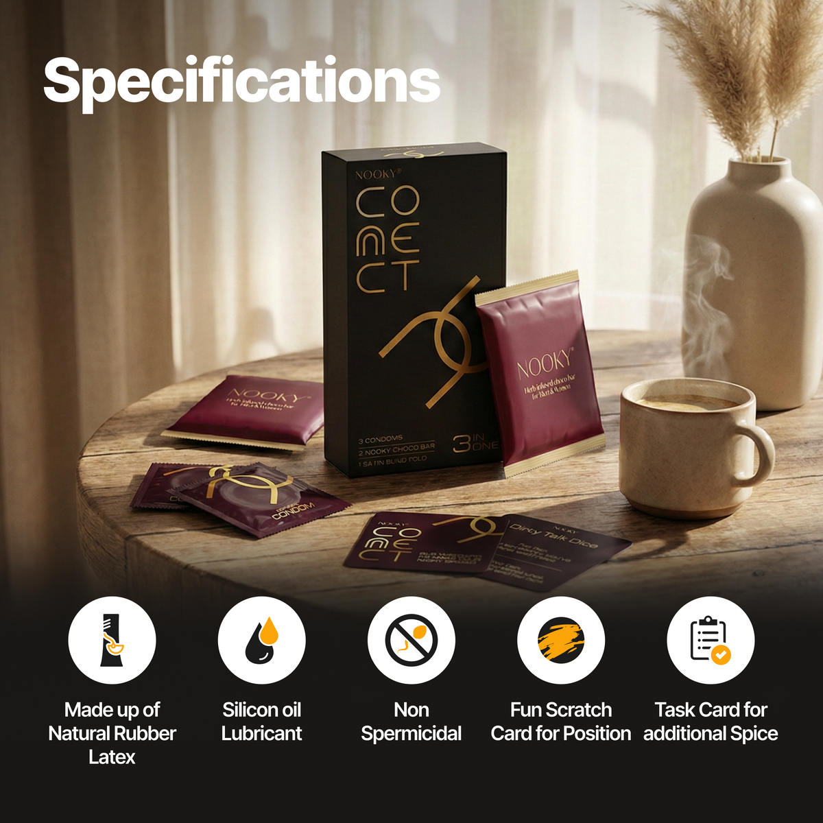 Connect Condoms Nooky Connect 3-in-1 Condom Kit | Chocolate + Cards