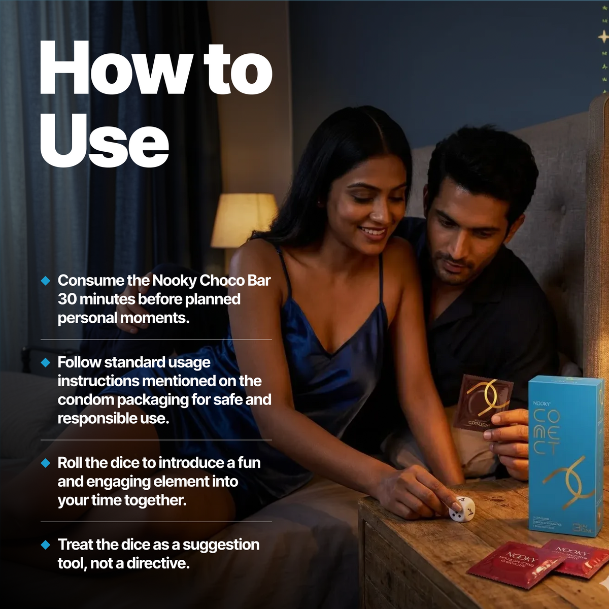 Connect Condoms Nooky Connect 3-in-1 Condom Kit | Chocolate + Dice