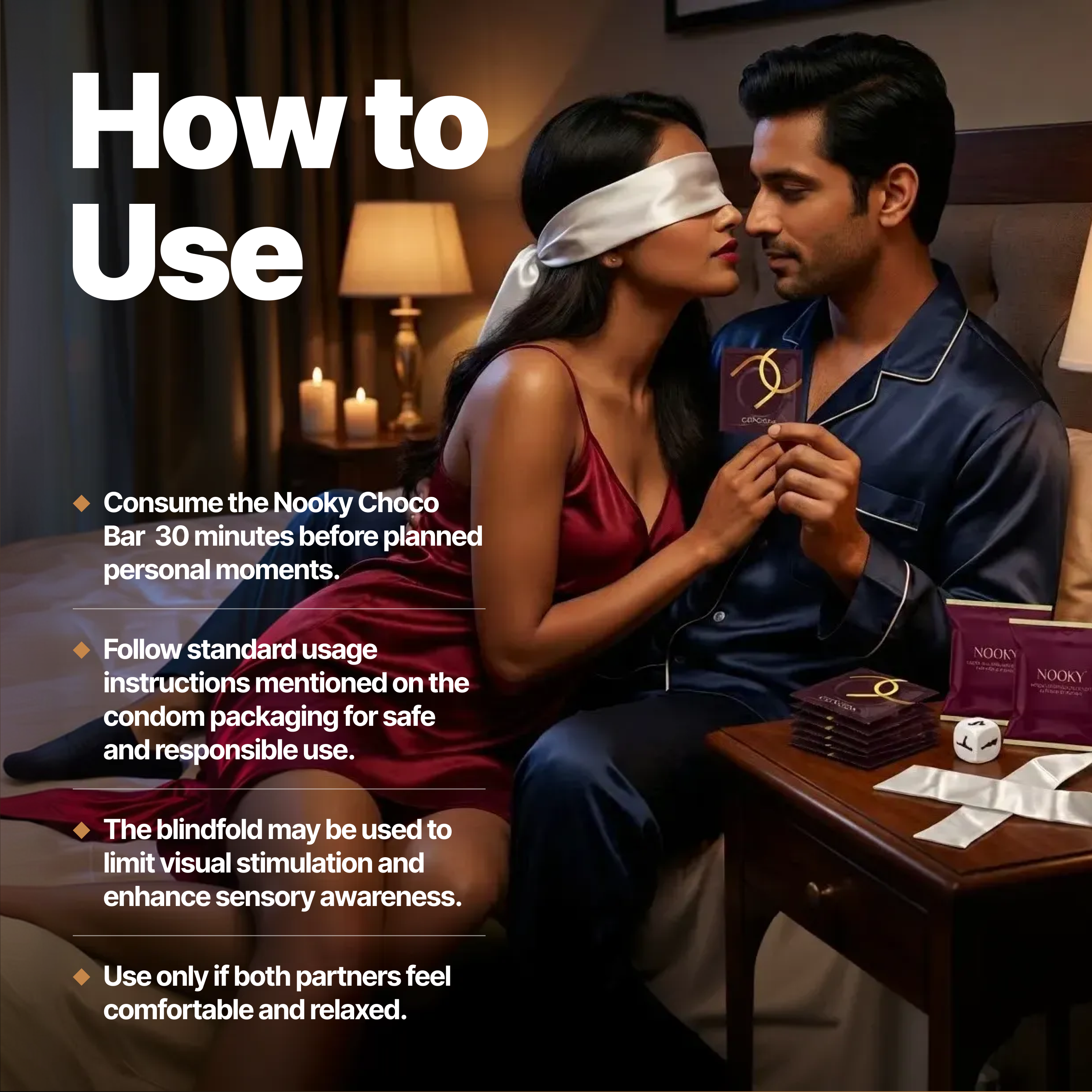 Nooky Connect 3-in-1 Condom Kit | Chocolate+Blindfold