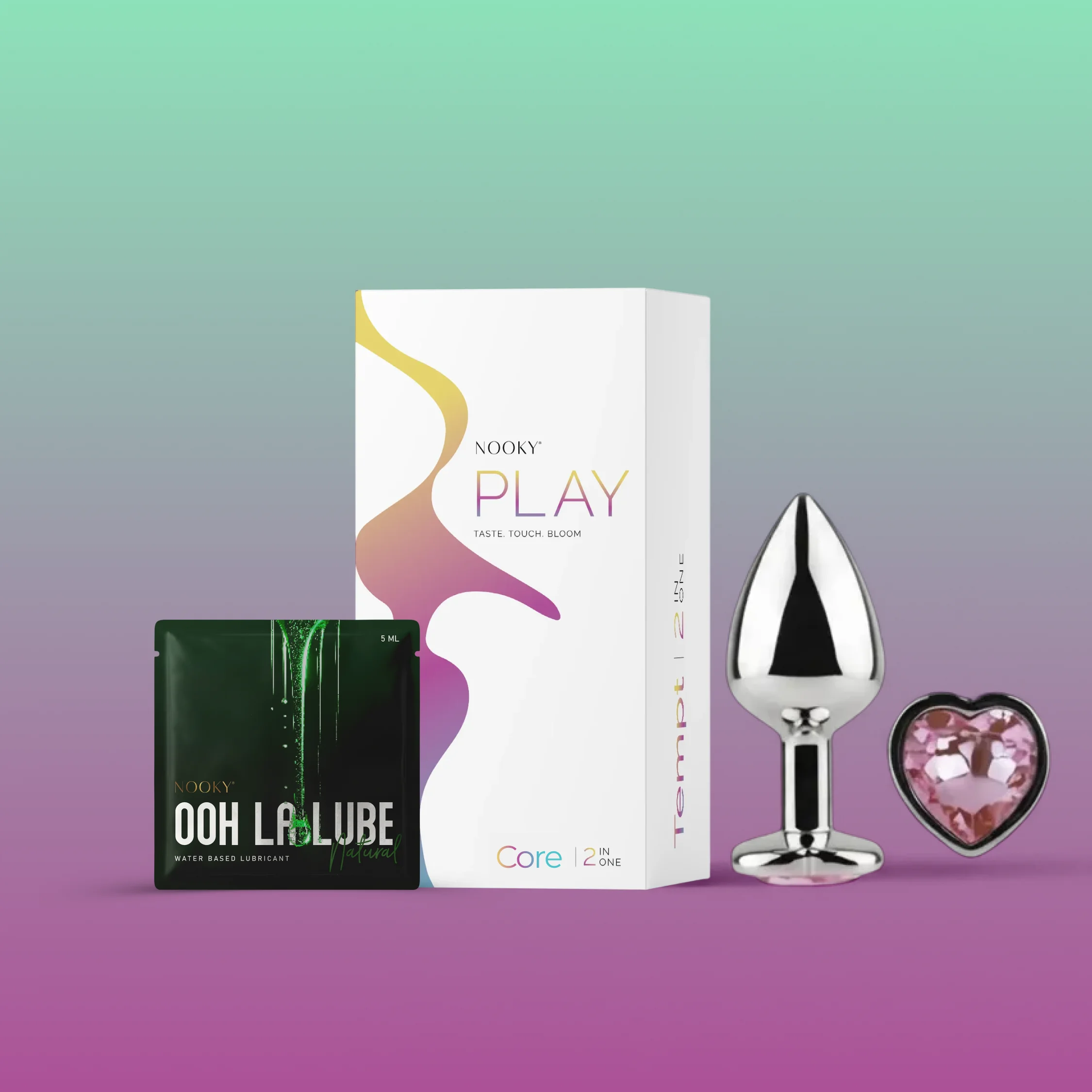 Nooky Core-2-in-1 Kit | Heart Metal Butt Plug & Water based  Natural Lube