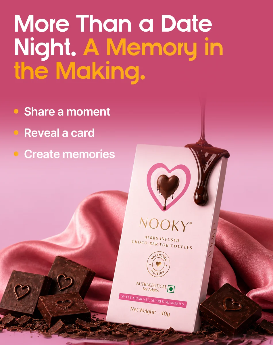 Nooky Valentine Edition Gift kit | Herb Infused Choco Bar for Couples + Saucy Cards