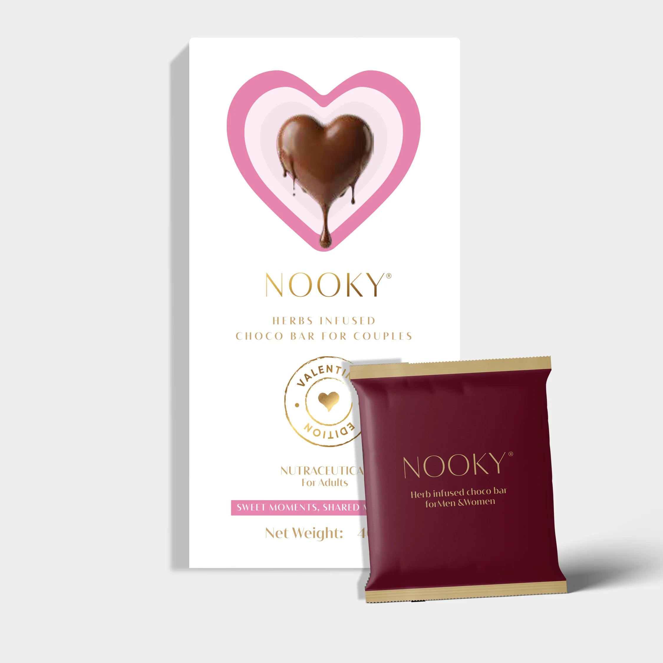Nooky Valentine Edition Gift kit | Herb Infused Choco Bar for Couples + Saucy Cards