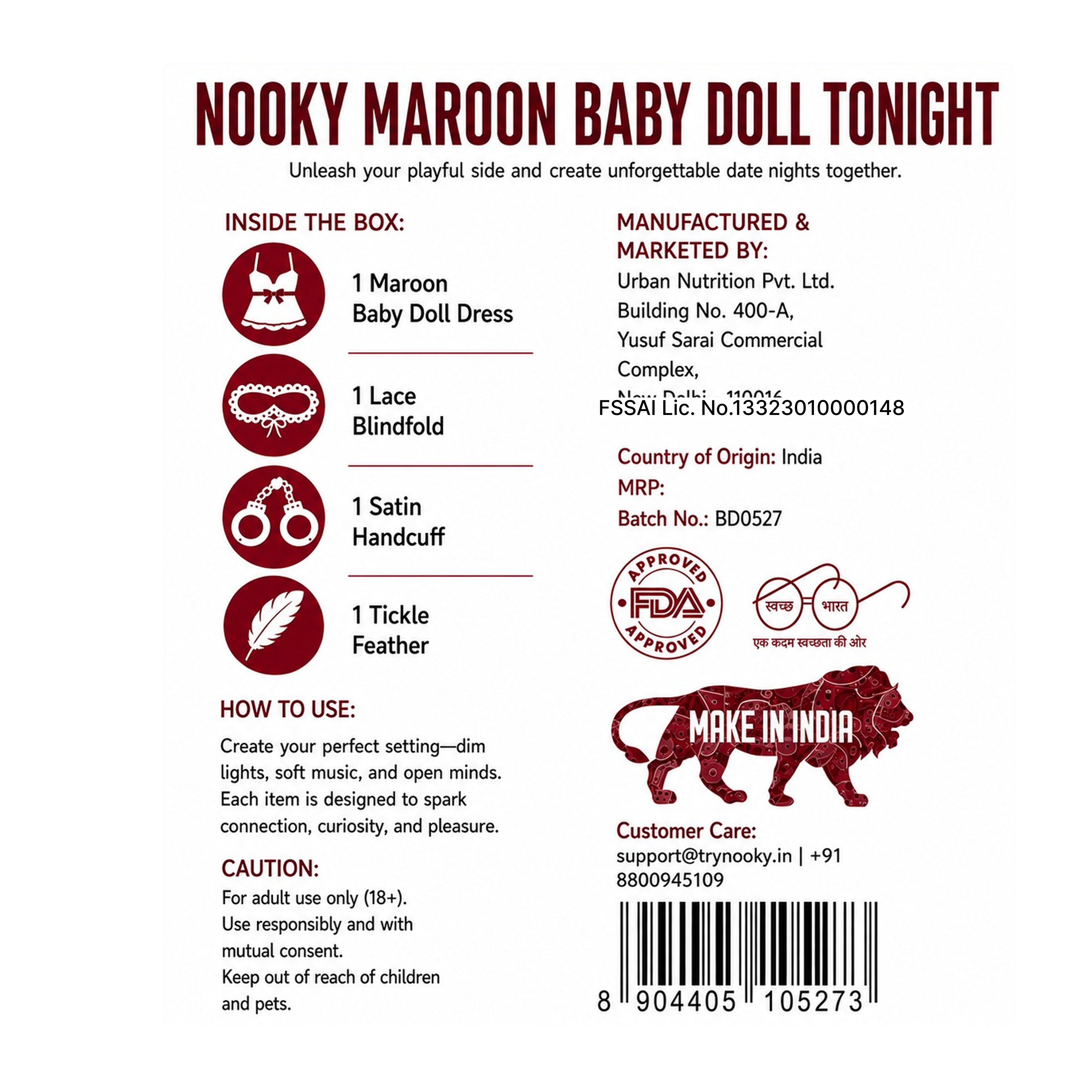 Nooky Babydoll Maroon Tonight | 4-in-1 Date Night Kit