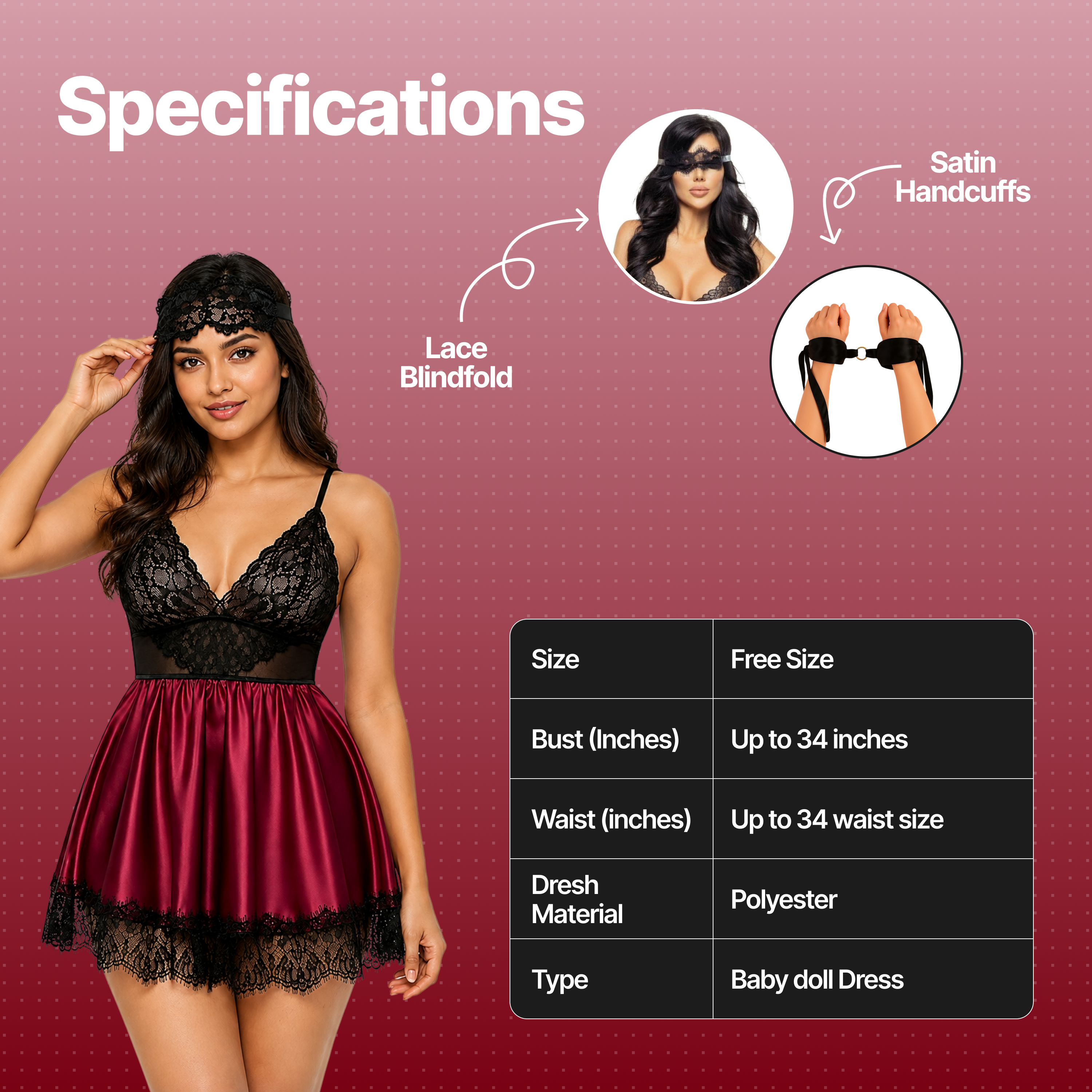 Nooky Babydoll Maroon Tonight | 4-in-1 Date Night Kit