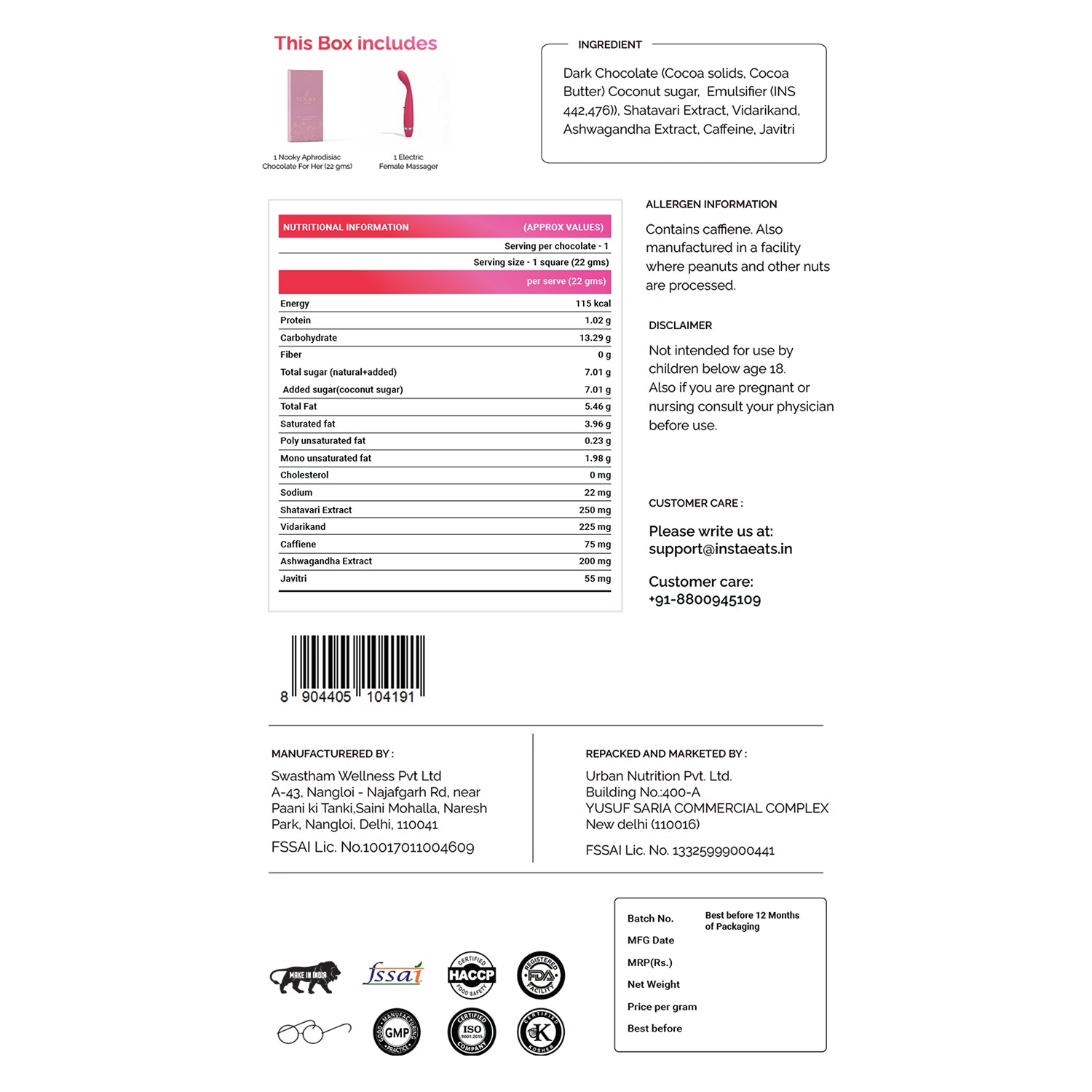 Nooky Blush 2-in-1 Play Kit | Pulse Women’s Massager + Herb Infused Choco Bar for Women