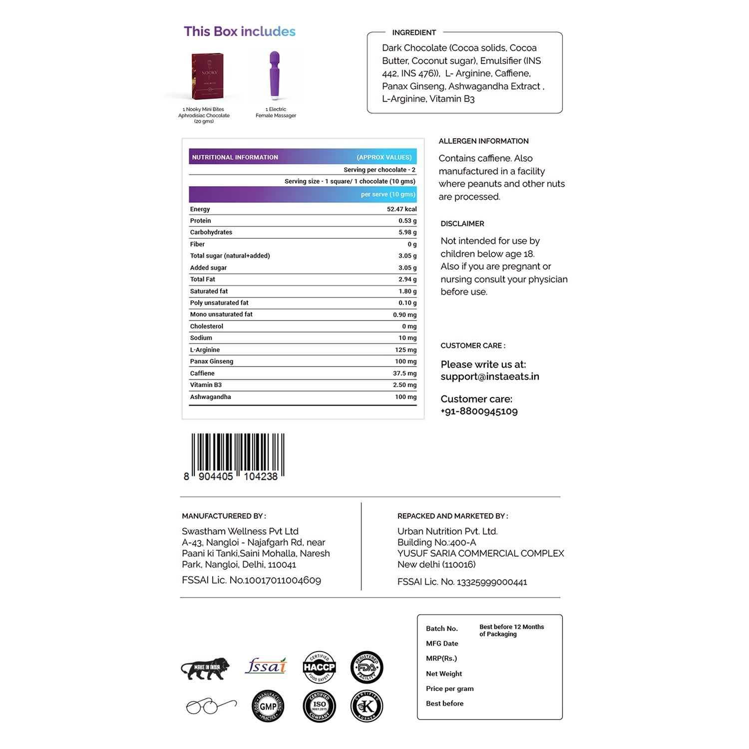 Nooky Melt 2-in-1 Play Kit | Wave Women’s Massager + Mini Bite Intimacy Chocolate