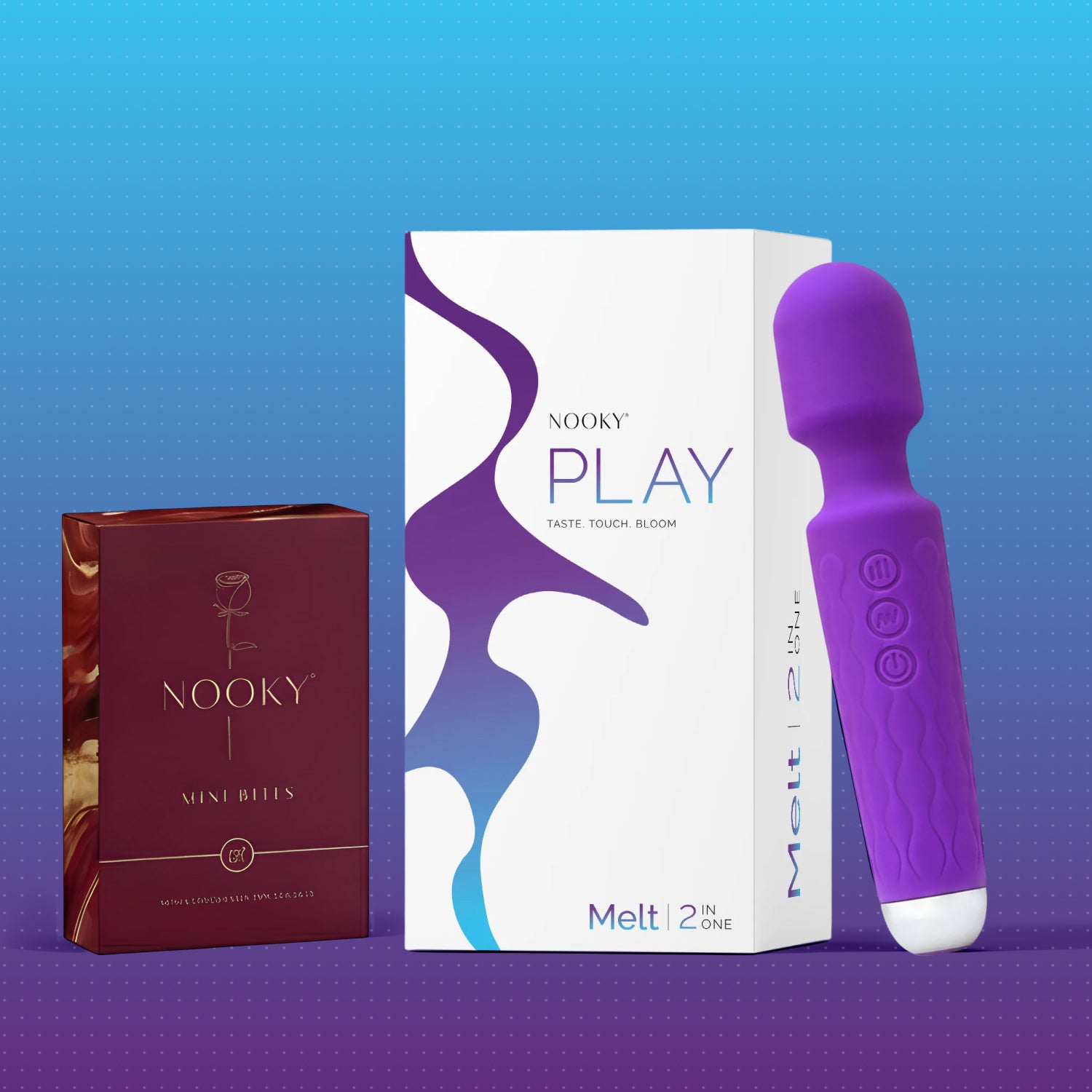 Nooky Melt 2-in-1 Play Kit | Wave Women’s Massager + Mini Bite Intimacy Chocolate