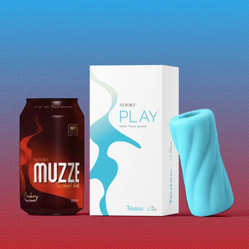Nooky Tease 2-in-1 Play Kit | Glide Men’s Stroker + MUZZE Intimacy Mood Drink