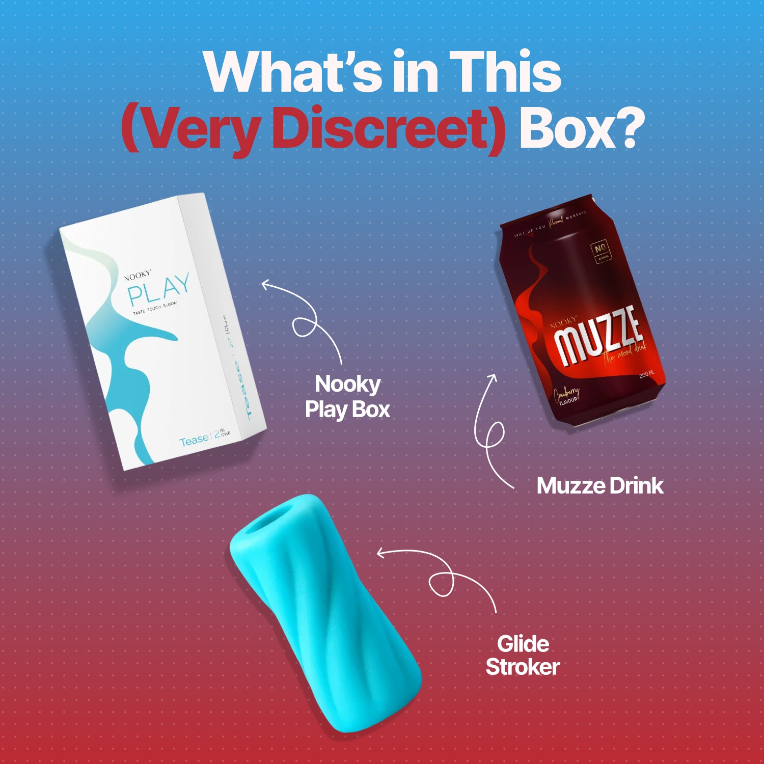 Nooky Tease 2-in-1 Play Kit | Glide Men’s Stroker + MUZZE Intimacy Mood Drink