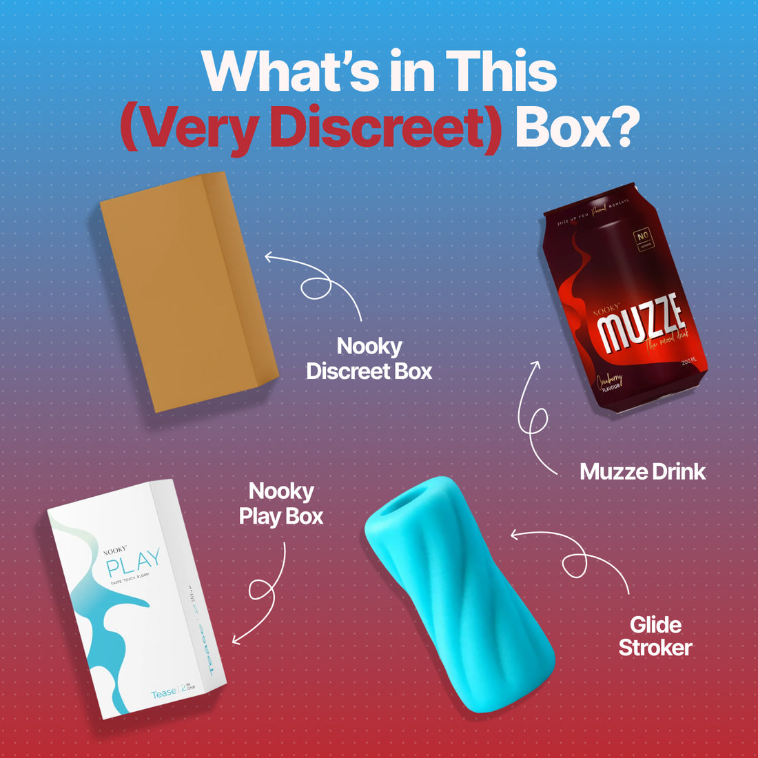 Nooky Tease 2-in-1 Play Kit | Glide Men’s Stroker + MUZZE Herb Infused Drink Men & Women