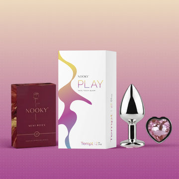 Nooky Tempt 2-in-1 Play Kit | Keystone Butt Plug for Couples + Mini Bite Intimacy Chocolate