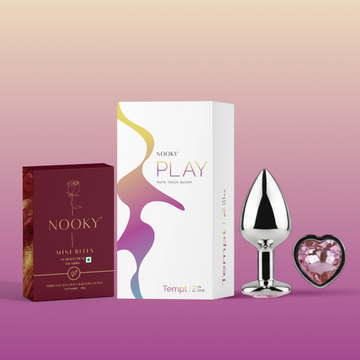 Nooky Tempt 2-in-1 Play Kit | Keystone Butt Plug for Couples + Mini Bite Herb Infused Choco Bar for Men & Women