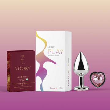 Nooky Tempt 2-in-1 Play Kit | Keystone Butt Plug for Couples + Mini Bite Herb Infused Choco Bar for Men & Women