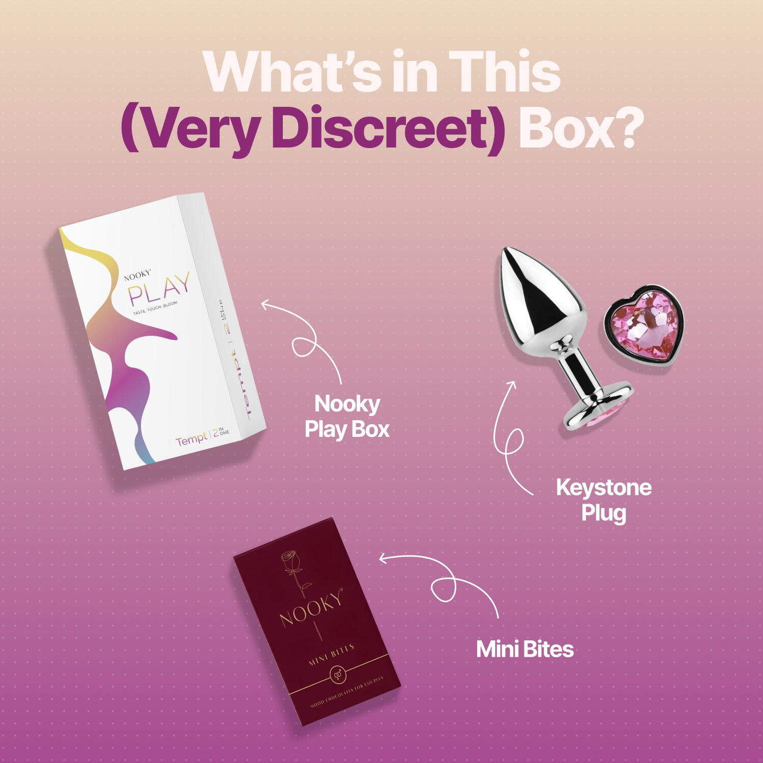 Nooky Tempt 2-in-1 Play Kit | Keystone Butt Plug for Couples + Mini Bite Intimacy Chocolate