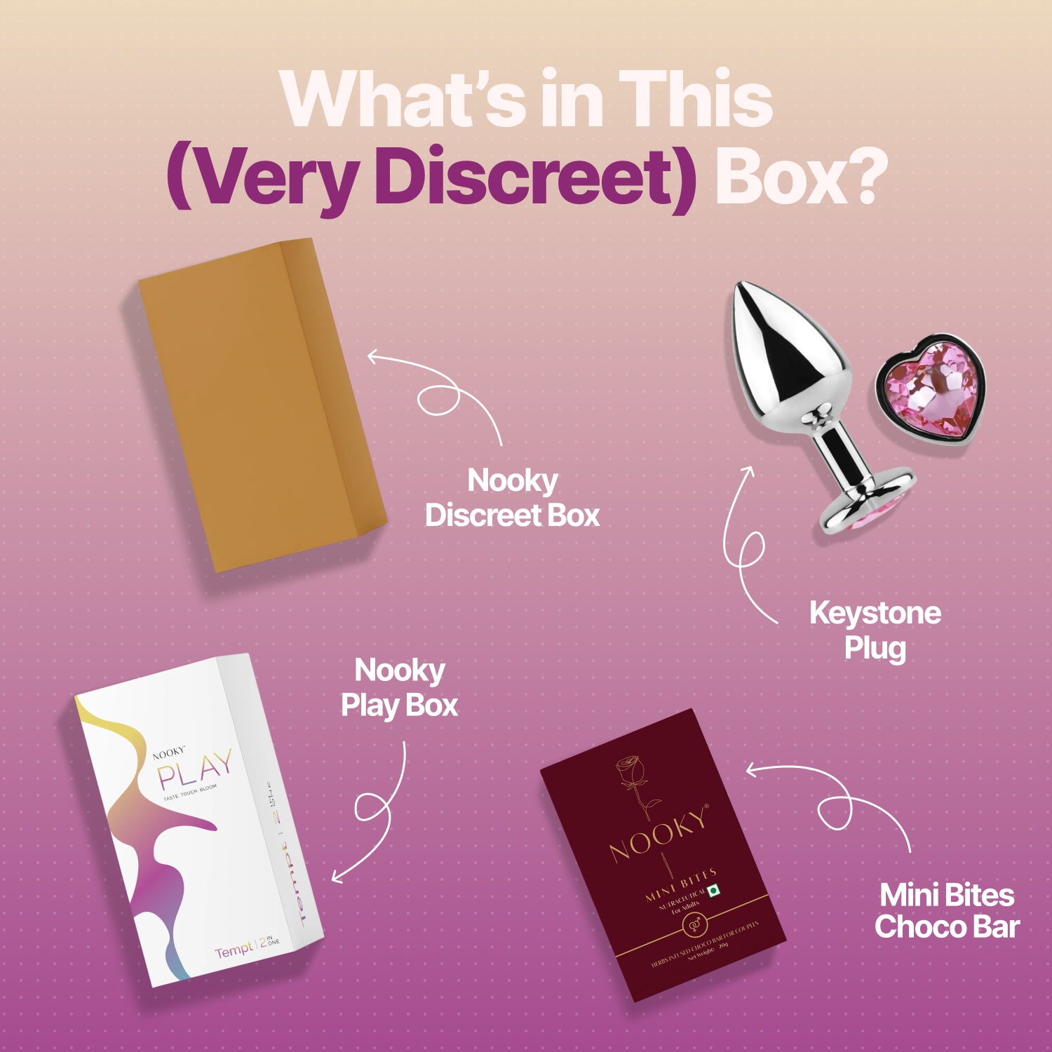 Nooky Tempt 2-in-1 Play Kit | Keystone Butt Plug for Couples + Mini Bite Herb Infused Choco Bar for Men & Women