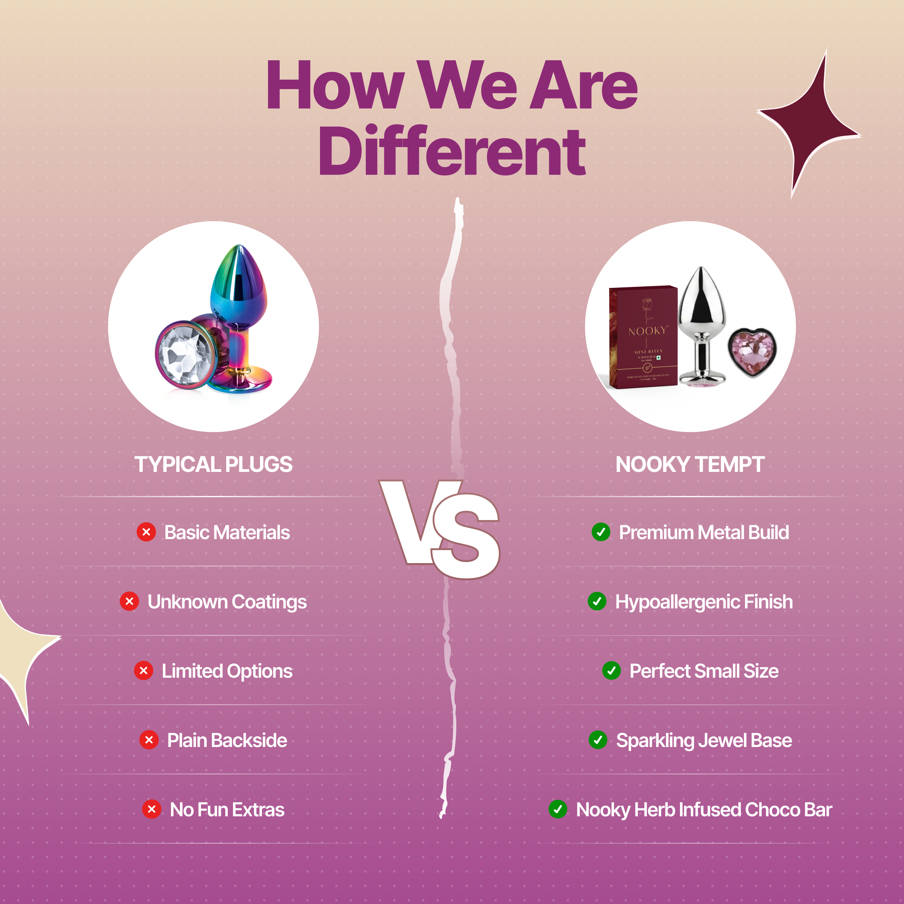 Nooky Tempt 2-in-1 Play Kit | Keystone Butt Plug for Couples + Mini Bite Herb Infused Choco Bar for Men & Women