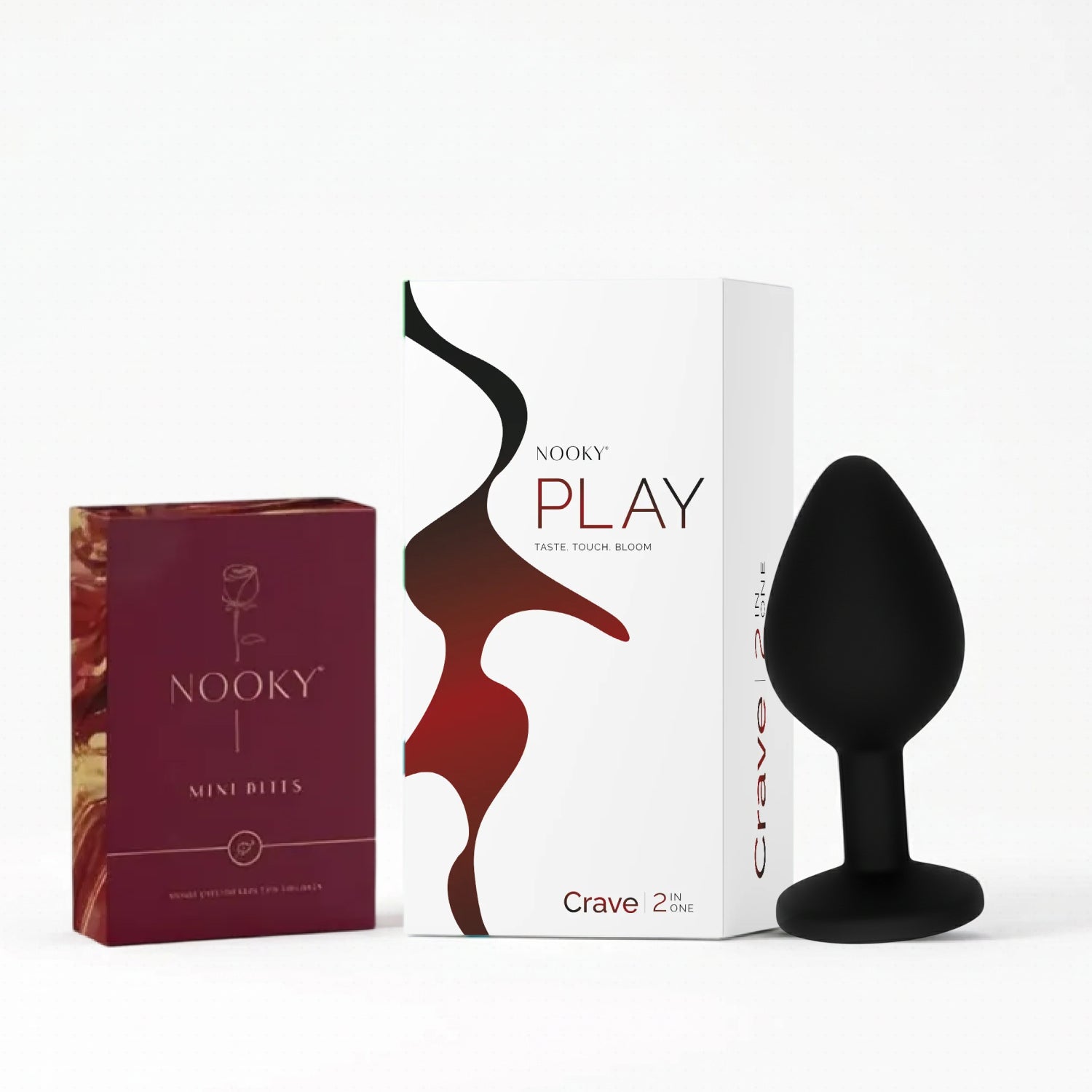 Nooky Crave 2-in-1 Play Kit | Core Butt Plug for Couples + Mini Bite Intimacy Chocolate