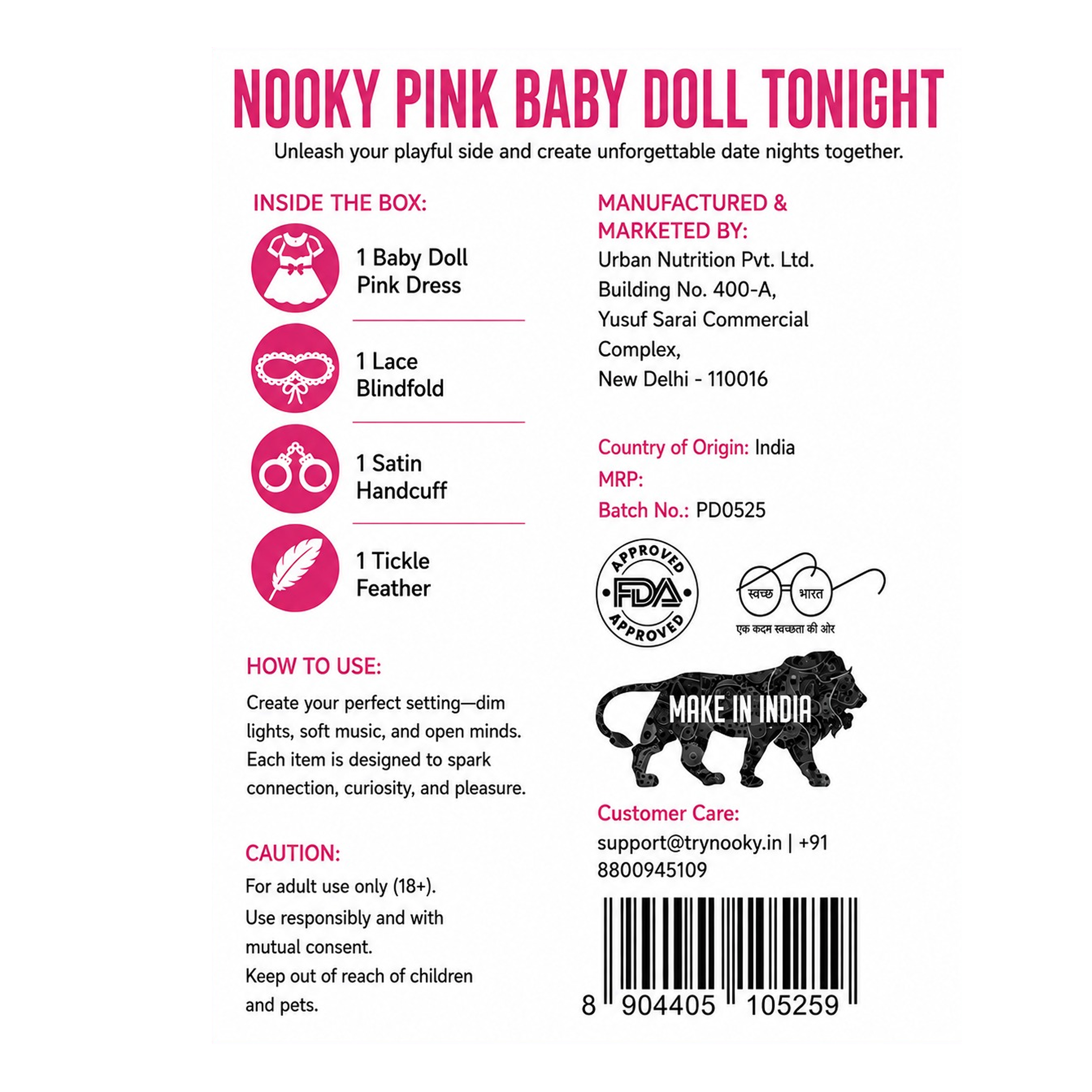 Nooky Babydoll Pink Tonight | 4-in-1 Date Night Gift Kit for Couples