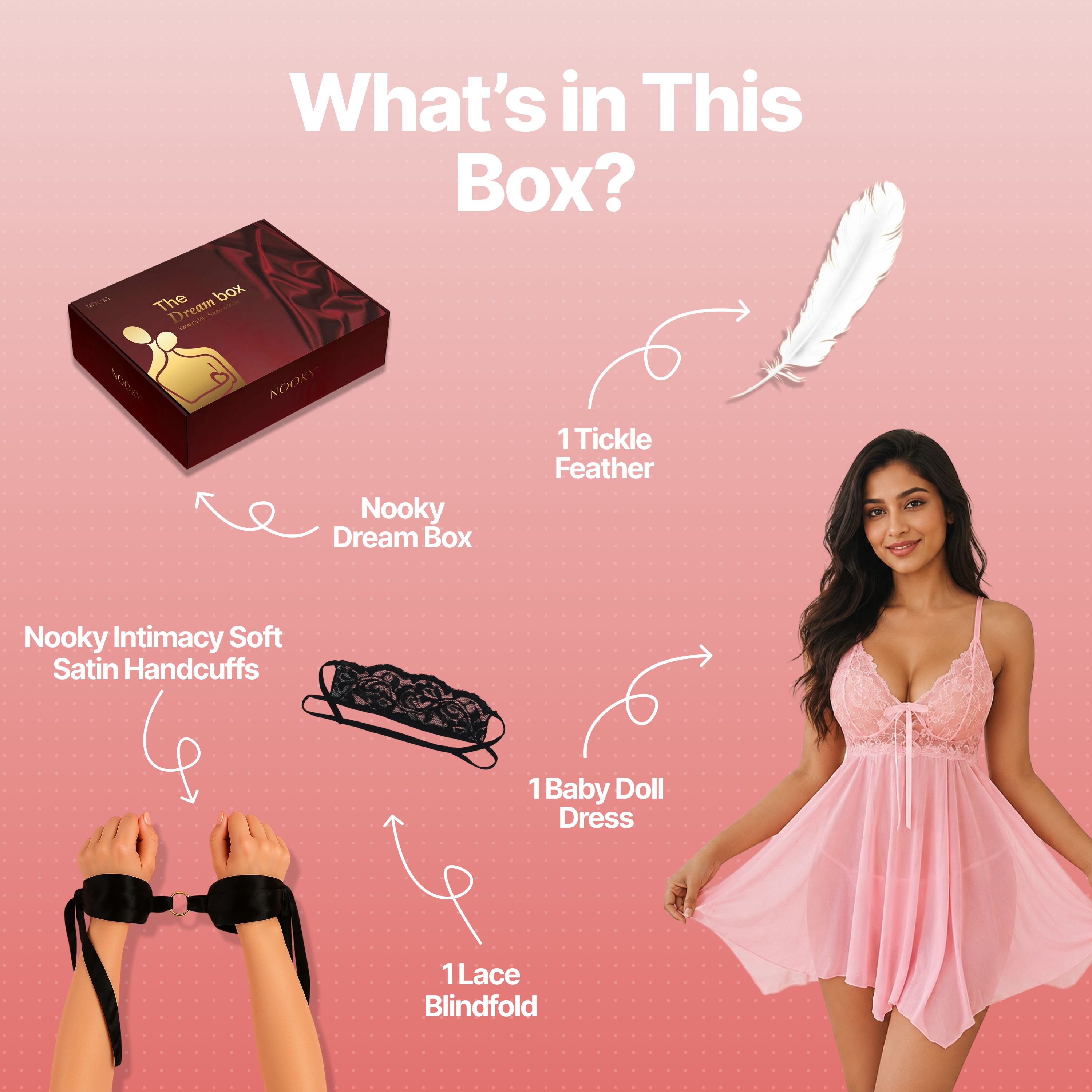 Nooky Babydoll Pink Tonight | 4-in-1 Date Night Gift Kit for Couples
