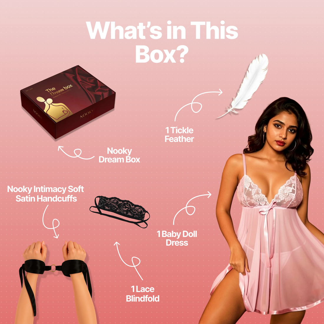 Nooky Babydoll Pink Tonight | 4-in-1 Date Night Gift Kit for Couples