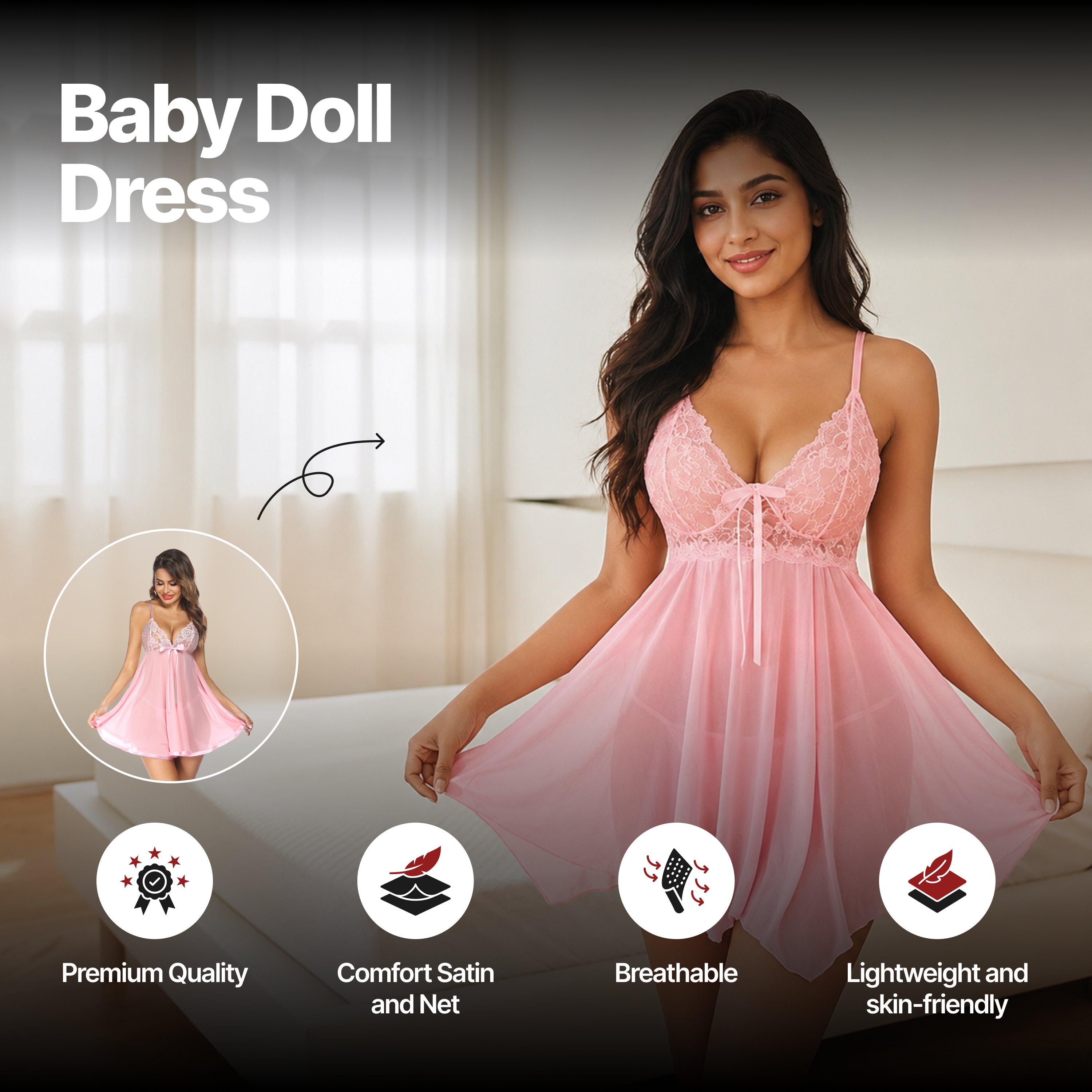 Nooky Babydoll Pink Tonight | 4-in-1 Date Night Gift Kit for Couples