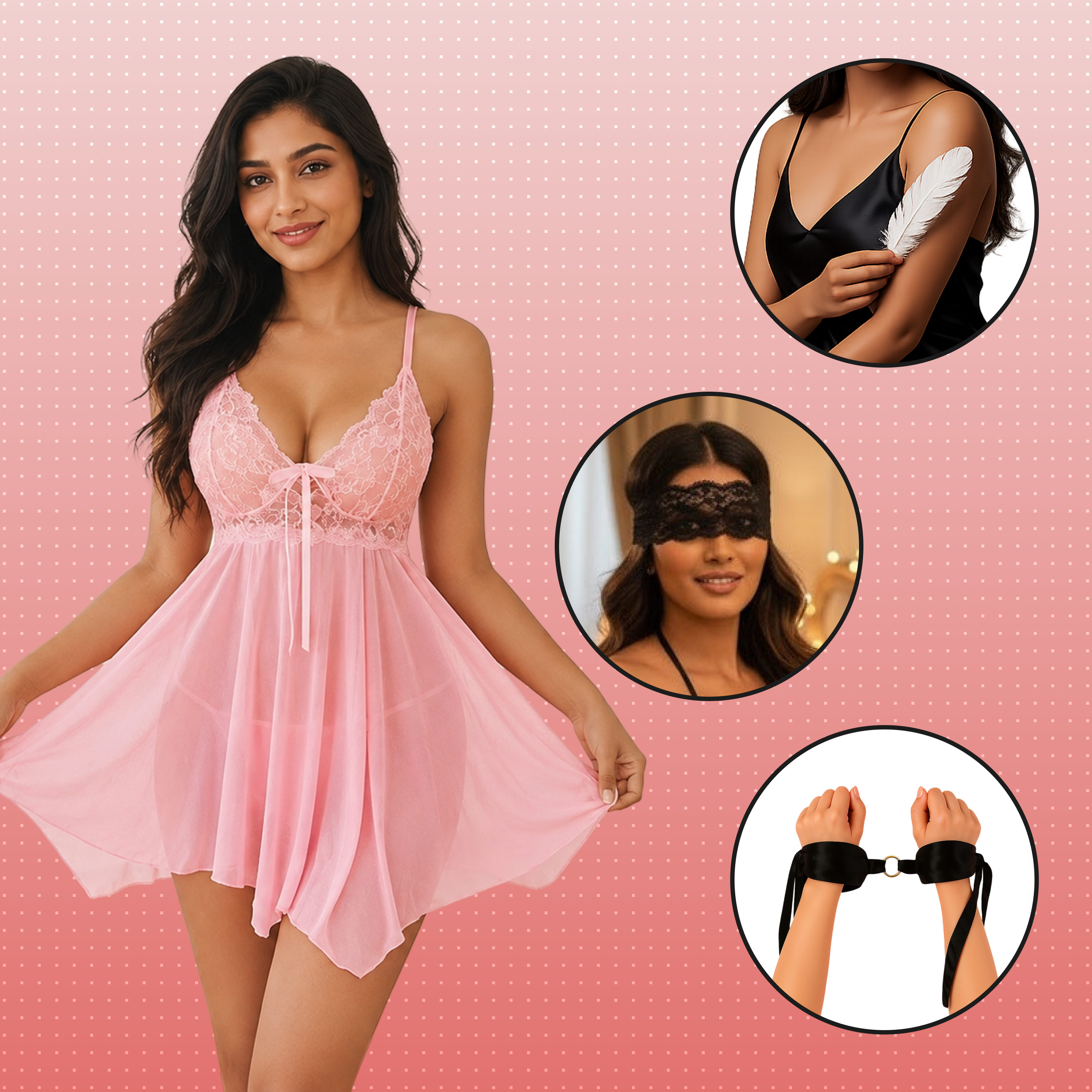 Nooky Babydoll Pink Tonight | 4-in-1 Date Night Gift Kit for Couples