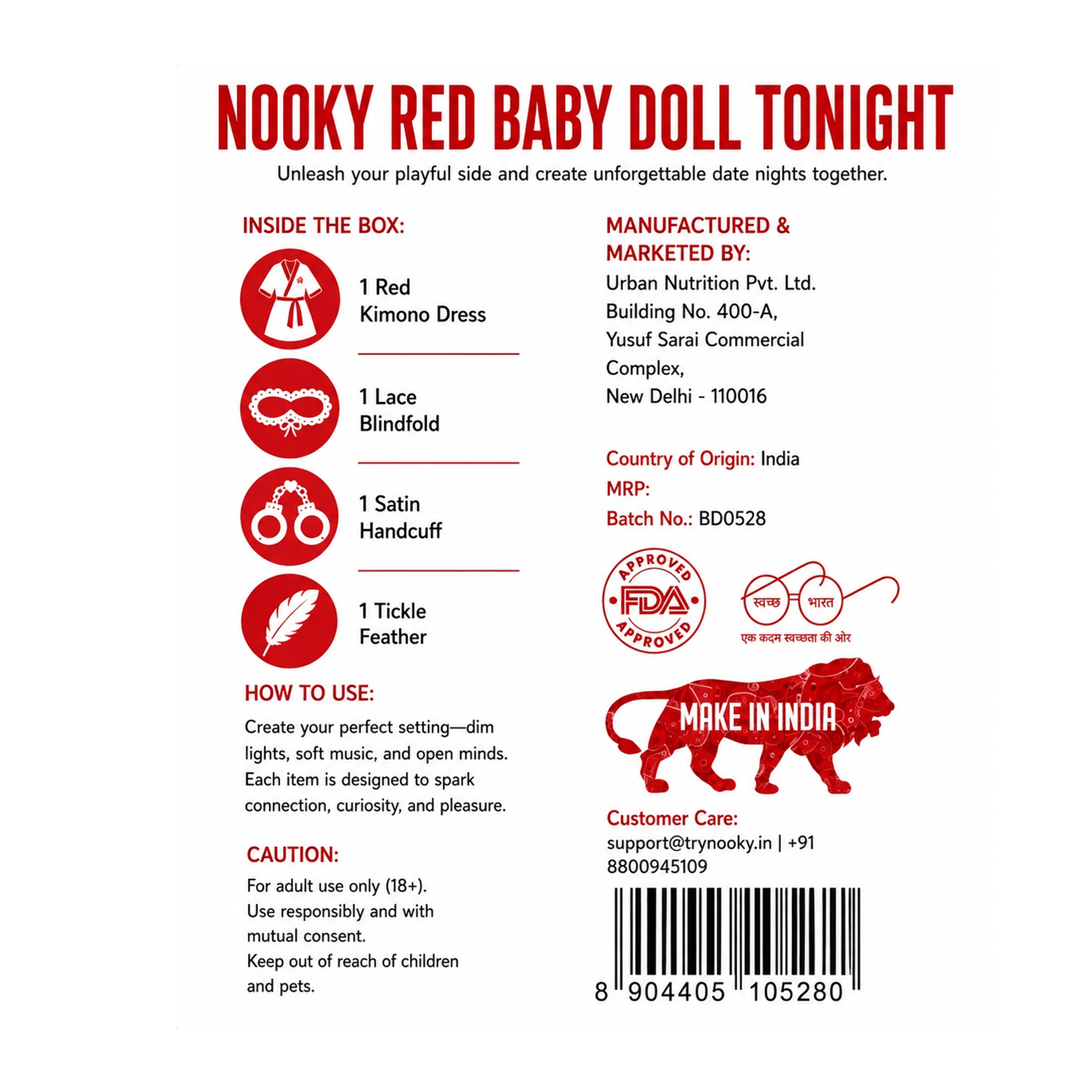 Nooky Babydoll Bridal Kimono Tonight | 4-in-1 Date Night Gift Kit for Couples